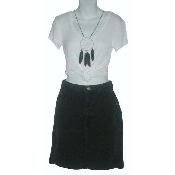 Vintage 80s Forenza Skirt High Waist Mom Denim Pencil Black Goth Punk egirl ALT - Picture 7 of 7